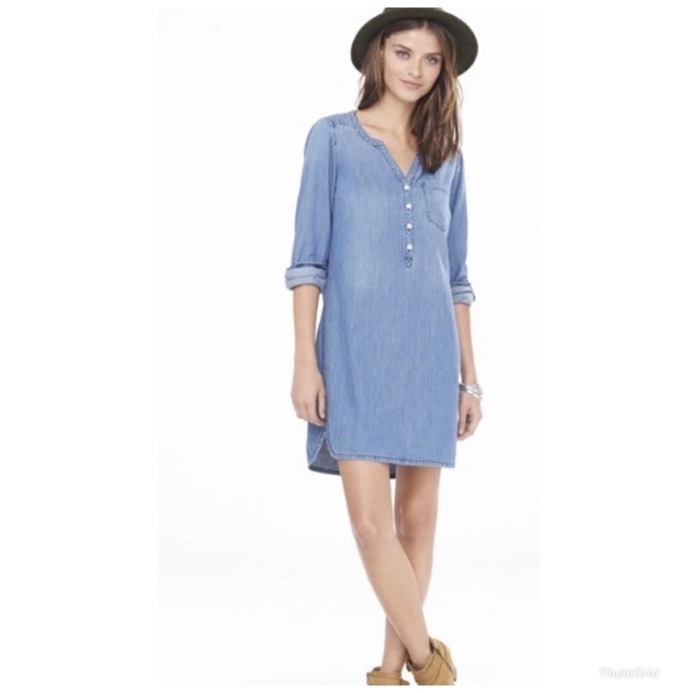 Express chambray denim shirt dress